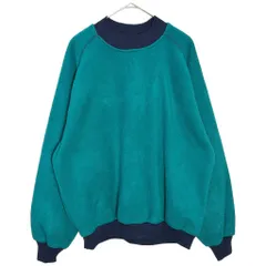 90年代 USA製 LANDS' END ランズエンド モックネック フリーススウェット エメラルドグリーン(メンズ L)中古 古着 Y5456のサムネイル