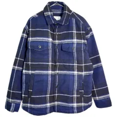 American Eagle アメリカンイーグル フリースシャツジャケット チェック ブルー(メンズ M)中古 古着 Y7618のサムネイル