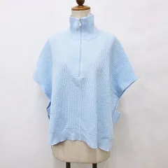 ブラーミン BRAHMIN ニット プルオーバー ドルマン 半袖 ハーフジップ タートル ブルー 青 38のサムネイル