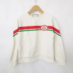 グッチ GUCCI トレーナー スウェット 長袖 丸首 プルオーバー プリント 綿 白 ホワイト クリーム XSのサムネイル