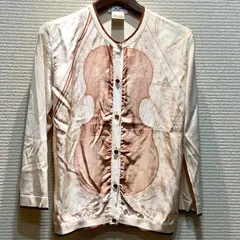 エルメス HERMES 球体が奏でる音楽 バイオリン スカーフ ニット カーディガン シルク セリエボタン [38] Bランク M812/T39のサムネイル