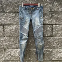 36 BALMAIN バルマン バイカー レディース デニム パンツのサムネイル