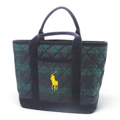 ラルフローレン RALPH LAUREN トートバッグ タータンチェック ポロステッチ コーデュロイ グリーン のサムネイル