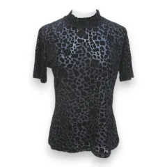 ジバンシィ GIVENCHY ヒョウ柄 半袖 カットソー L 紺系 ネイビー シースルー 透け感 ロゴ フロッキープリントのサムネイル