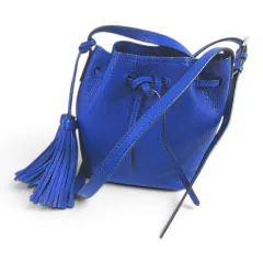 ポロ ラルフローレン POLO RALPH LAUREN 巾着型 ショルダーバッグ クロスボディ 斜めがけ タッセル ブルー系 レザーのサムネイル