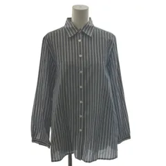 アクアスキュータム AQUASCUTUM シャツ ブラウス 紺色 ネイビー 白 ホワイト ストライプ柄 長袖 /LPのサムネイル