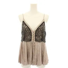 カルバンクライン CALVIN KLEIN キャミソール プリーツ レース 絹 シルク 4 ピンクベージュ 黒 ブラック CBLYPCA0334 /YT ■GY09のサムネイル