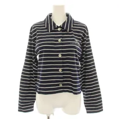 クレージュ courreges シャツ ブラウス カットソー ボーダー ロゴプリント ラメ ヴィンテージ 9AR63 紺 ネイビー 白 ホワイト ECPGJ-47330 /YT ■GY09のサムネイル