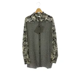 バルマン BALMAIN ミニモノグラムアンドペイズリー シルクシャツ ブラウス 長袖 34 黒 ブラック /HS ■OSのサムネイル