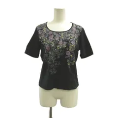ピエールカルダン Pierre Cardin カットソー M 黒 ブラック 花柄 ラウンドネック 半袖 /RN ■ECB007のサムネイル
