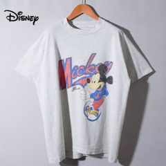90s ディズニー Disney ミッキー MICKEY Tシャツ L相当 グレー ヴィンテージ シングルステッチ Vintage ストリート アニメ キャラ ユニセックス 古着 c5022