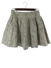 ボンメルスリー BON MERCERIE タック スカート ひざ丈 チェック サイズ38 アイボリー QQQのサムネイル