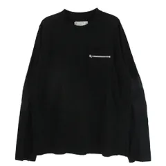 Sacai サカイ 21SS 21-02515M COTTON NYLON OXFORD LONG SLEEVE T-SHIRT ナイロンドッキング サイドスナップボタン ジップポケット 長袖 Tシャツ ブラック系 3【中古】のサムネイル