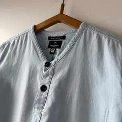 ナイジェル ケーボン Nigel Cabourn pull over linen shirts light blue size48のサムネイル