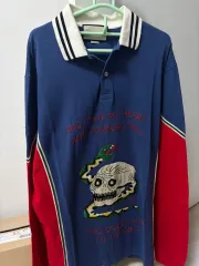 (正規品)グッチ スカル 刺繍 ラグビー Tシャツ ブルーのサムネイル