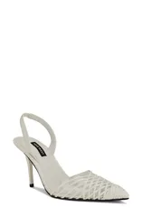 ナインウェスト レディース シューズ ヒール キャップ Nine West Pemma Slingback Pointed Cap Toe Pump White ホワイトのサムネイル