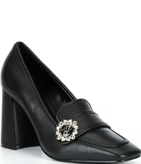 カール ラガーフェルド レディース シューズ ヒール レザー ローファー KARLAGERFELD PARISavannah Leather Loafer Pumps Black ブラックのサムネイル