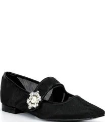 カール ラガーフェルド レディース シューズ パンプス メッシュ KARLAGERFELD PARISabelle Mesh Pearl Buckle Mary Jane Ballet Flats Bのサムネイル