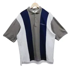 Columbia コロンビア 切替ストライプ ラガー ポロシャツ 半袖 XL グレー ネイビー ホワイト コットン100% メンズ 古着 アウトドア カジュアル ゆったり ビッグシルエット 3ボタン 襟付き 夏服のサムネイル