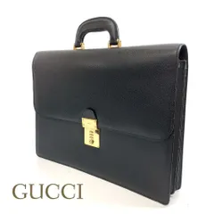 GUCCI グッチ ビジネス バッグ ブリーフケース ハンドバッグ 書類かばん 015 1521 3500 レザー 革 ゴールド金具 ブラック メンズ _201のサムネイル