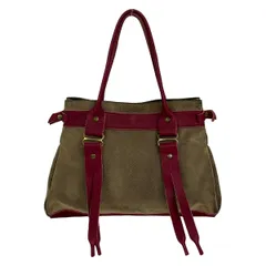 jack gomme(ジャックゴム) トートバッグ - カーキ×ボルドー レザーのサムネイル