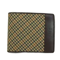 ダックス DAKS 財布 二つ折り キャンバス レザー ハウスチェック柄 ロゴ ベージュ 茶色 ブラウン /XZ ■GY99のサムネイル