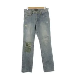 モルガンオム MORGAN HOMME デニム ジーンズ M 青 ブルー ダメージ加工 パッチワーク ストレートレッグ /AH24 ■GY99のサムネイル
