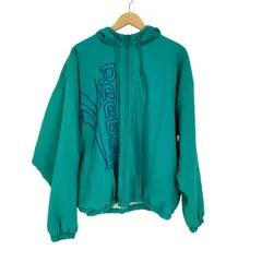 リーボック Reebok 90S ビックロゴ刺繍 裏地 キルト ジップアップ フーデット ブルゾン ジャケット メンズ import：M のサムネイル