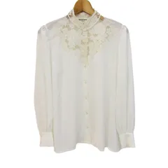 ハナエモリ ブラウス シャツ トップス 長袖 レース レディース 9サイズ ホワイト HANAE MORI 森英恵 【中古】のサムネイル