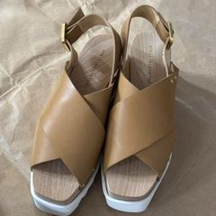 美品 ステラマッカートニー コルク厚底ウェッジサンダル 白 35 22