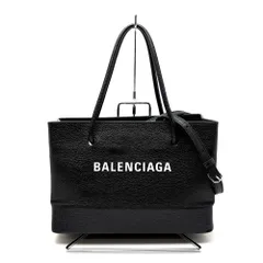 【楠本質店/元住吉】バレンシアガ　BALENCIAGA　531546　2WAY　ハンドバッグ　ショルダー　ショッピングトート　ブラック　ホワイトロゴ　レザー　レディース【中古】のサムネイル