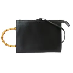 JIL SANDER ジルサンダー バンブーハンドル レザー 3WAY ショルダー トートバッグ クラッチバッグ ブラック系【中古】のサムネイル
