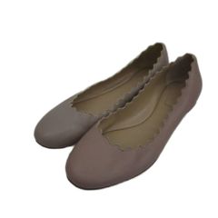 크로에 CHLOE Lauren 스칼랩 엣지 발레 펌프스 플랫 슈즈 쉽스킨 36.5 핑크 베이지 CHC16A16075001 /SM16 ■GY19