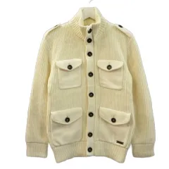 バーバリーブラックレーベル BURBERRY BLACK LABEL ニット ジャケット ジップアップ 2 アイボリー 上着 トップス カーディガン コットンのサムネイル