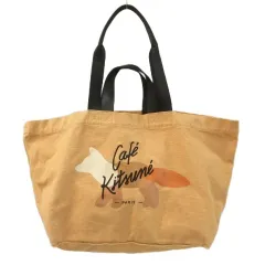 メゾンキツネ MAISON KITSUNE Cafe Kitsuné ダブルキャリートートバッグ ハンドバッグ 2WAY オレンジ ロゴ 刺繍 鞄 かばんのサムネイル