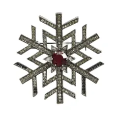 フォクシー FOXEY ピンブローチ アクセサリー 雪の結晶 ロゴ ラインストーン シルバー色 ■GY64 /MQのサムネイル