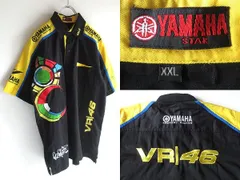 YAMAHA FACTORY RACING ヤマハ Valentino Rossi VR46 モンスターエナジー 刺繍 バレンティーノロッシ ピットシャツ XXL ブラック イエローのサムネイル
