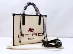 近年　美品　ETRO　エトロ　ペガサス　ロゴ　2WAY　トートバッグ　ハンドバッグ　キャンバス　レザーのサムネイル
