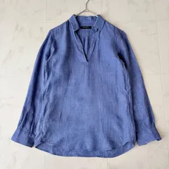 《UNITED ARROWS 》ユナイテッドアローズ リネン100% スキッパーブラウス プルオーバーシャツ 長袖　38のサムネイル
