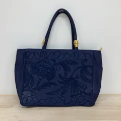 HIROKO KOSHINO/ヒロココシノ 刺繍 トートバッグ ハンドバッグ ネイビー ゴールド金具 レディース[OK04940]のサムネイル