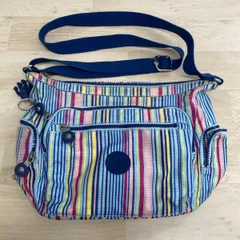 KIPLING/キプリング ショルダーバッグ/斜め掛けバッグ マルチカラー ストライプ柄 ブルー/ピンク/イエロー レディース[OB04468]のサムネイル