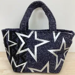 美品 ROOTOTE ルートート トートバッグ 星柄 スター ネイビー シルバー 紺 銀 ウール調 レディース ハンドバッグ[OA05737]のサムネイル
