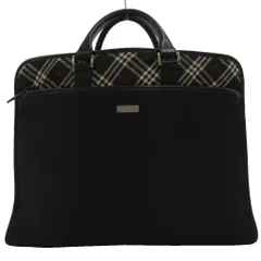 バーバリーブラックレーベル BURBERRY BLACK LABEL ハンドバッグ ビジネス ブリーフケース 書類カバン 黒 ブラック ノバチェック切り替え ブランドプレート /SD ■Gのサムネイル