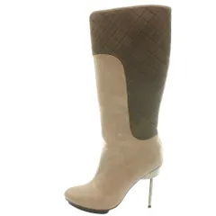 ユナイテッドヌード UNITED NUDE ロングブーツ ピンヒール メタルヒール キルティング レザー 38 茶 ブラウン /SS ■OS ■GY18のサムネイル