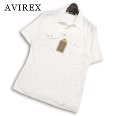 【新品 未使用】 AVIREX アヴィレックス 春夏★ 半袖 ミリタリー ワーク ポロシャツ 日本製 大きいサイズ Sz.XL メンズ 白のサムネイル