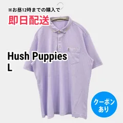 Hush Puppies ハッシュパピー ポロシャツ L パープル 無地 ワンポイント ブランドロゴ 刺繍 半袖 メンズ レディースのサムネイル