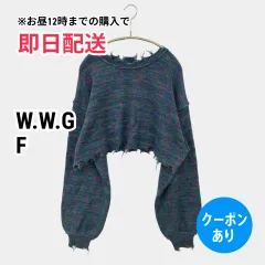 W.W.G フーズフーギャラリー ニット/セーター F ブルー ナイロン ウール・ニット その他総柄 フリンジ ショート丈 長袖 ボートネック レディースのサムネイル