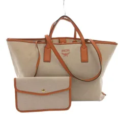 エムシーエム MCM トートバッグ 肩掛け 手提げ ポーチ付き プリント バイカラー 茶 ブラウン ■GY17 /MQ ▲Hのサムネイル