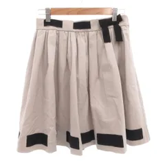 レッド ヴァレンティノ RED VALENTINO フレアスカート ギャザー バイカラー ひざ丈 40 グレージュ 黒 ブラック /FF ■GY18のサムネイル