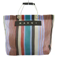 マルニ MARNI フラワーカフェ ストライプバッグ トート ハンド ロゴ マルチカラー グレー 黒 ブラック /SS ■OS ■GY18のサムネイル